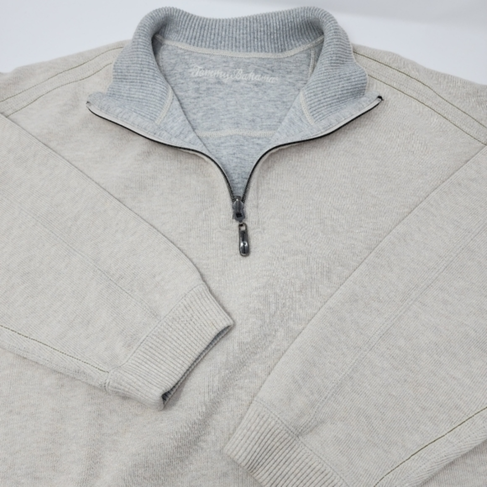 Tommy Bahama 1/4 Zipper‎ Beige Pullover  Sweater